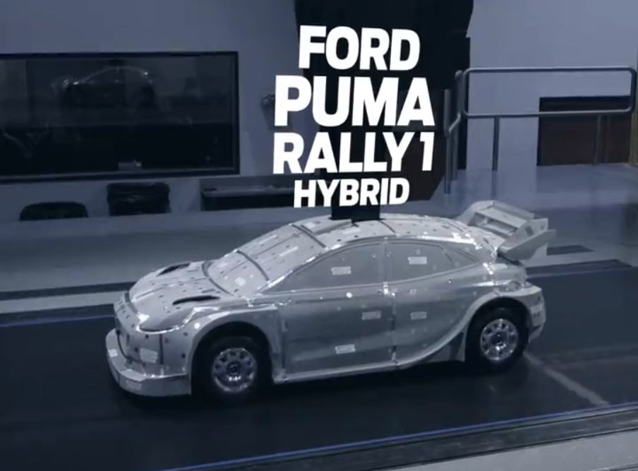 Prova del model a escala Ford Puma Rally1 al túnel de vent de l'Auto Research Center (ARC), Indianapolis, EUA, 2021 - imatge extreta del vídeo de Ford Performance